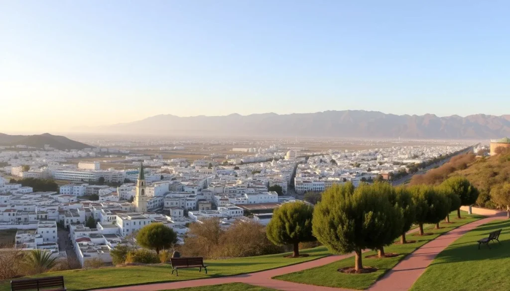 Panoramic view from Feddan Park overlooking Tetouan's medina and the Rif Mountains