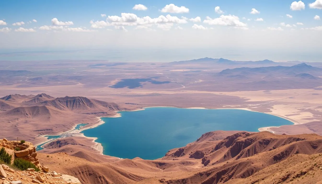 Panoramic-view-from-Mount-Nebo-overlooking-the-Dead-Sea-and-Israel-on-a-clear-day Panoramic view from Mount Nebo overlooking the Dead Sea and Israel on a clear day