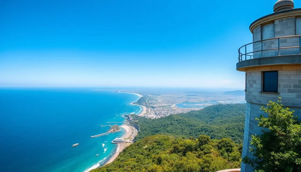 Panoramic view from the Morro de Sao Paulo lighthouse overlooking beaches