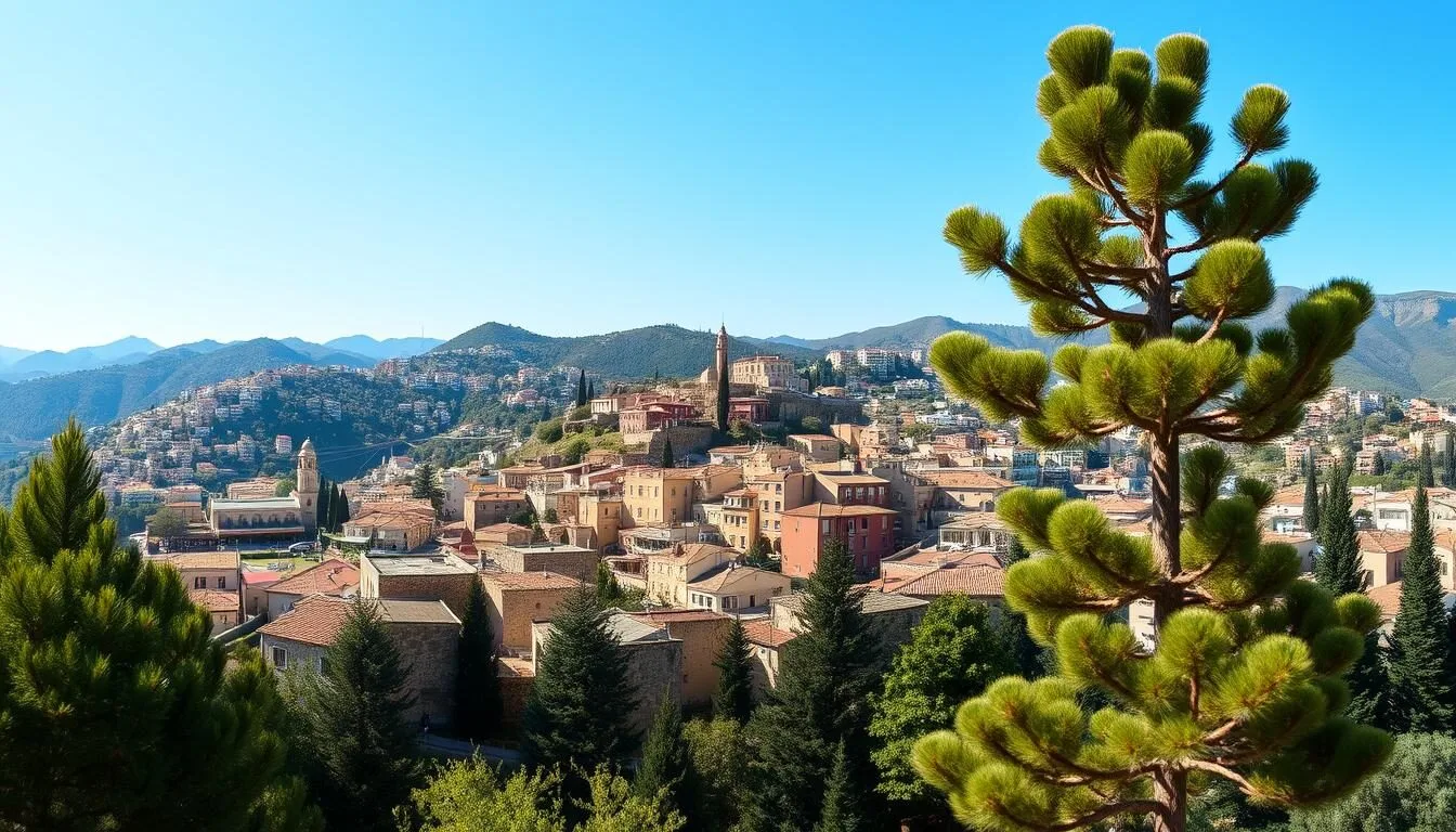 Panoramic view of Aley Lebanon with its mountain setting and traditional architecture