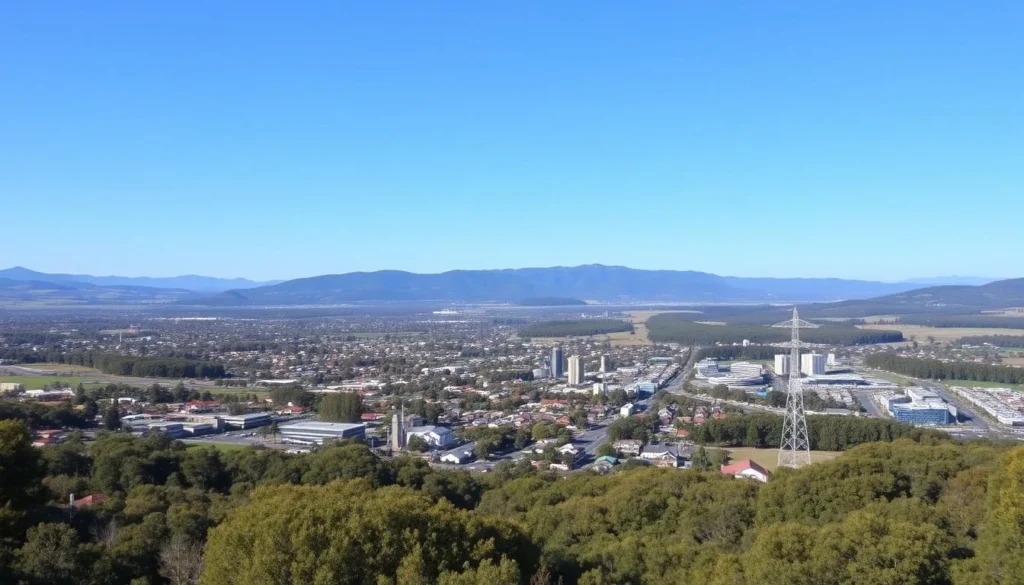 Panoramic view of Armidale city with surrounding countryside and mountains