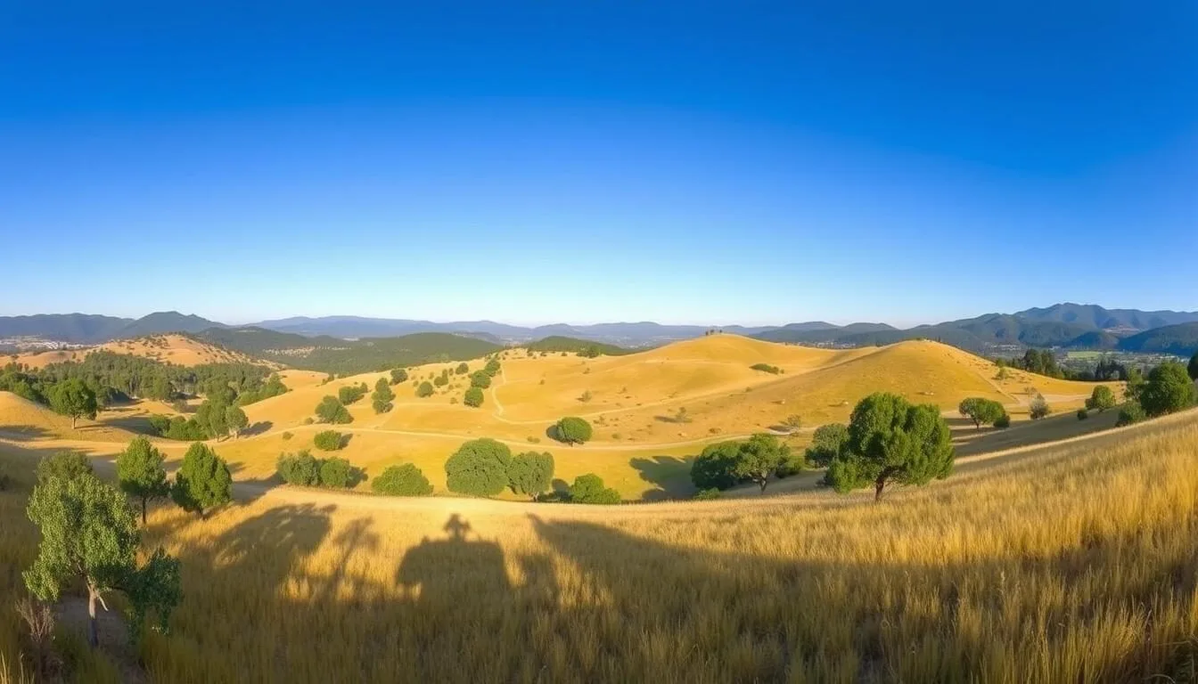 Panoramic view of Austin Creek State Recreation Area showing rolling hills and diverse landscapes