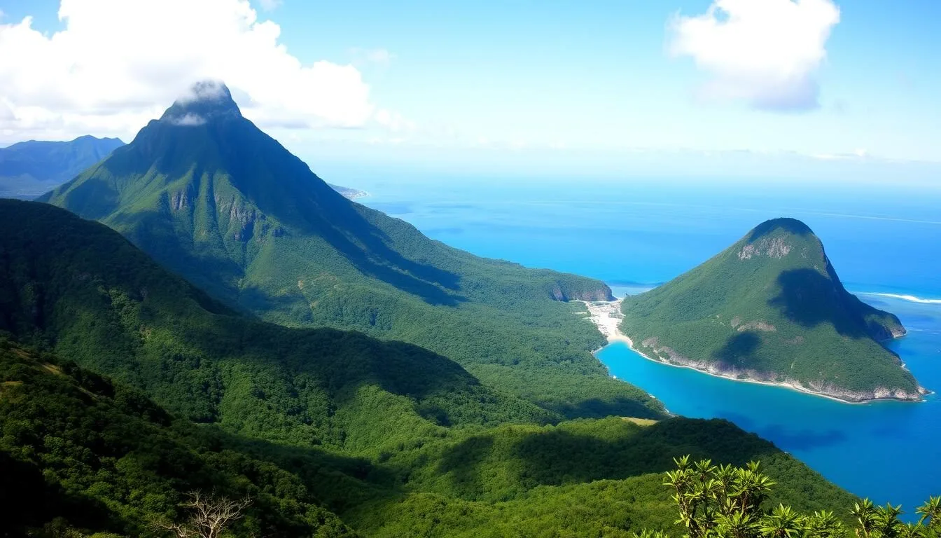 Panoramic-view-of-Capiro-Calentura-National-Park-showing-lush-mountains-meeting-the-Caribbean Panoramic view of Capiro Calentura National Park showing lush mountains meeting the Caribbean Sea