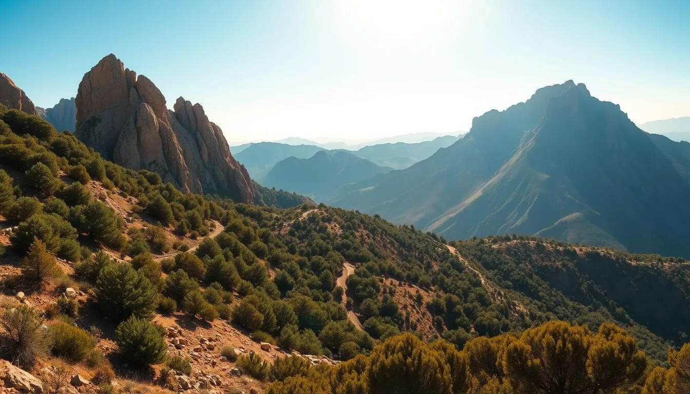 Panoramic view of Chambi National Park showing the mountain peak and surrounding landscape