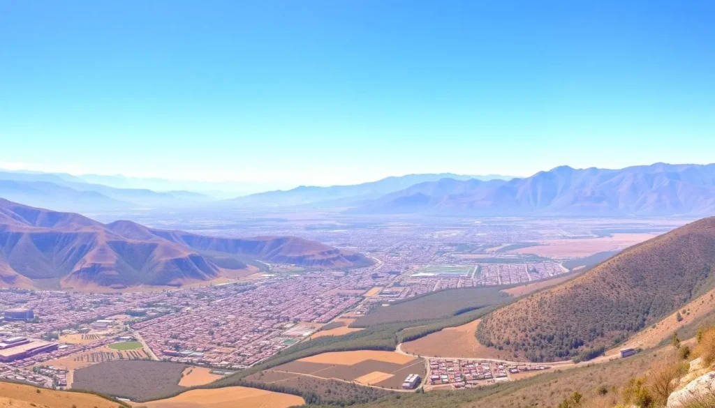 Panoramic view of Cochabamba valley with mountains in the background