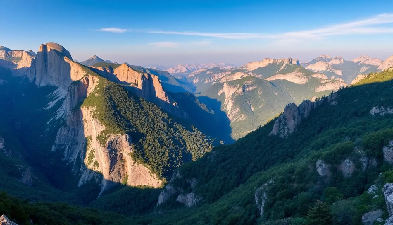 Panoramic view of Cumbres de Monterrey National Park showing dramatic mountain peaks and lush forests