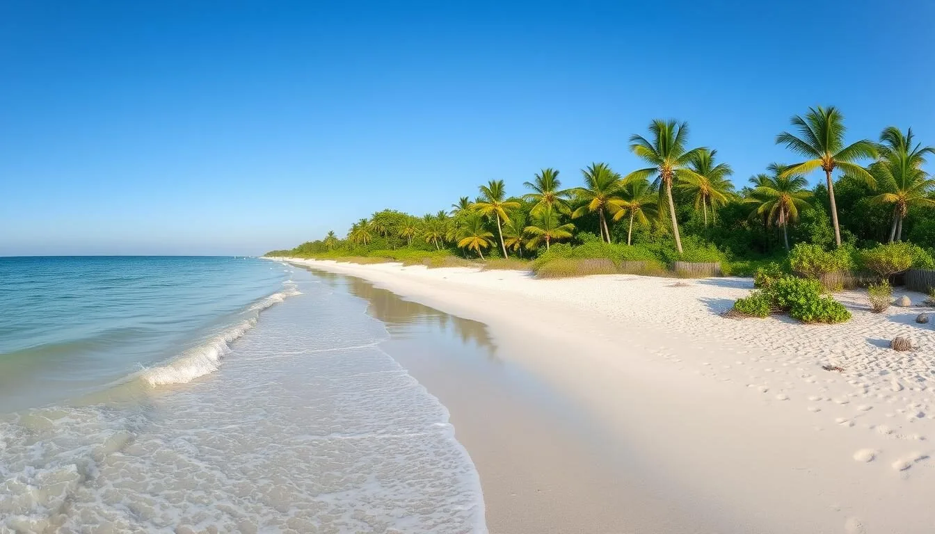Panoramic view of Dr. Von D. Mizell-Eula Johnson State Park Florida showing the pristine beach and coastal vegetation