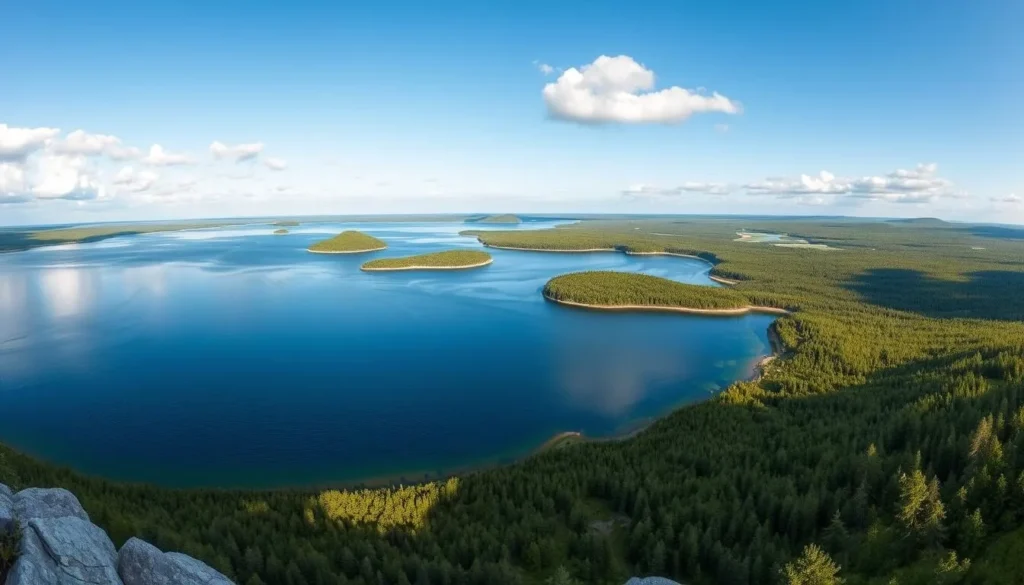 Panoramic view of Lake Keltma showing its unique geological features