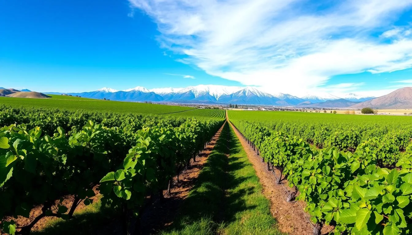 Panoramic view of Mendoza vineyards with Andes Mountains in the background - Mendoza Argentina things to do