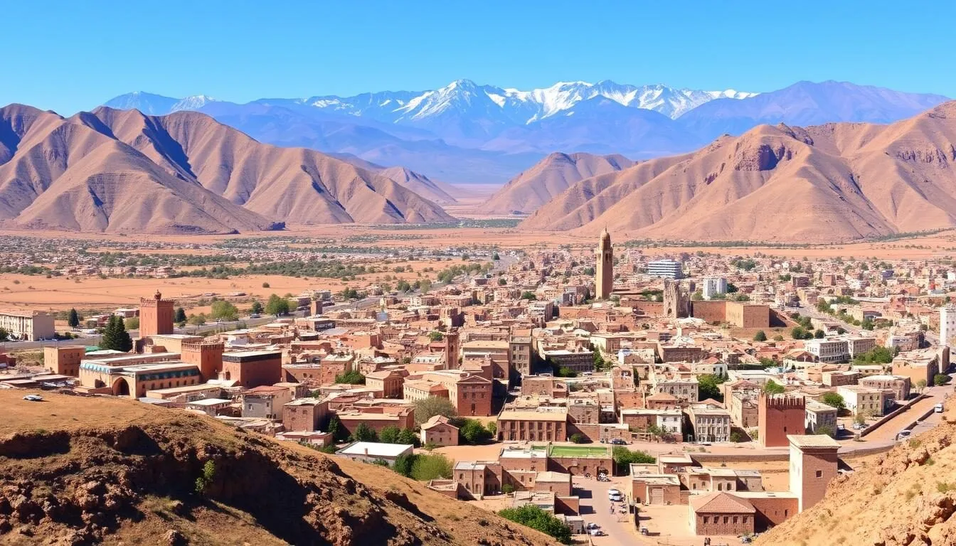 Panoramic view of Midelt Morocco with the Atlas Mountains in the background