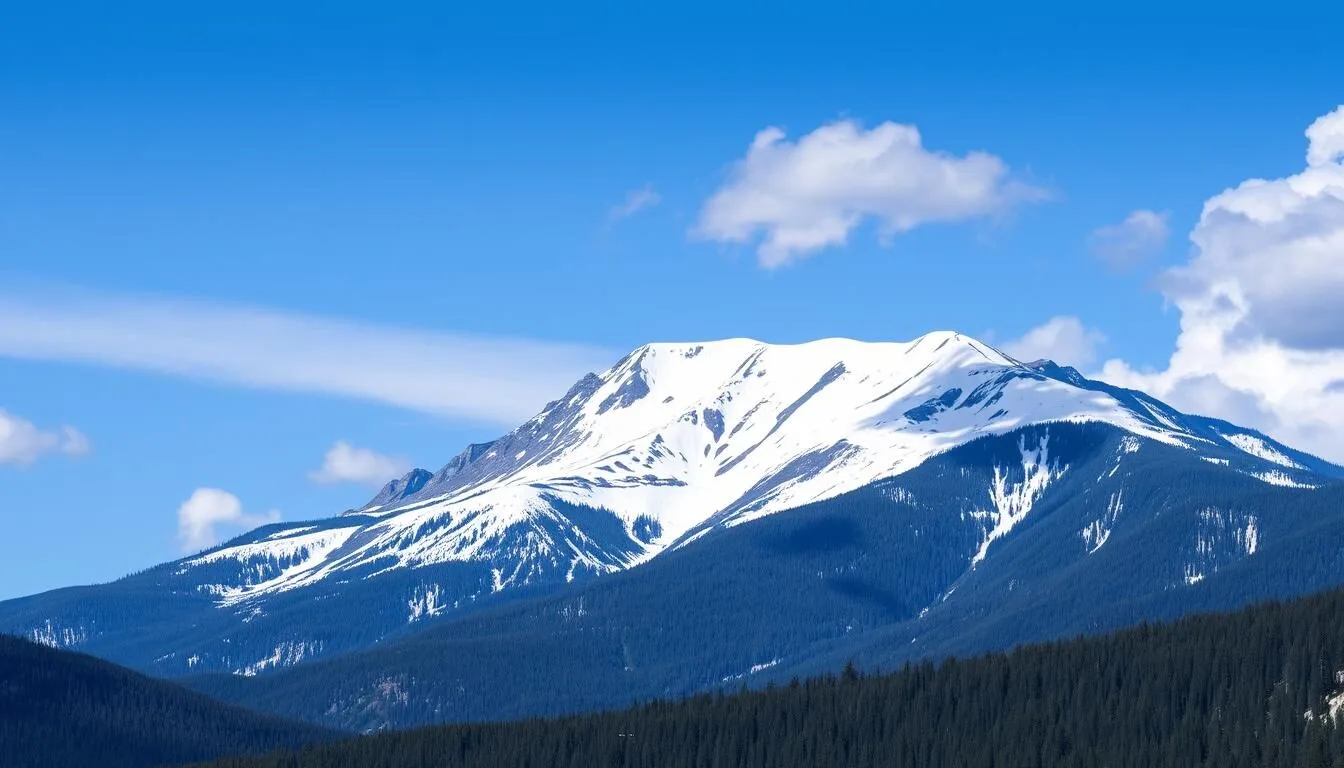 Panoramic view of Powderhorn Mountain showing seasonal weather conditions