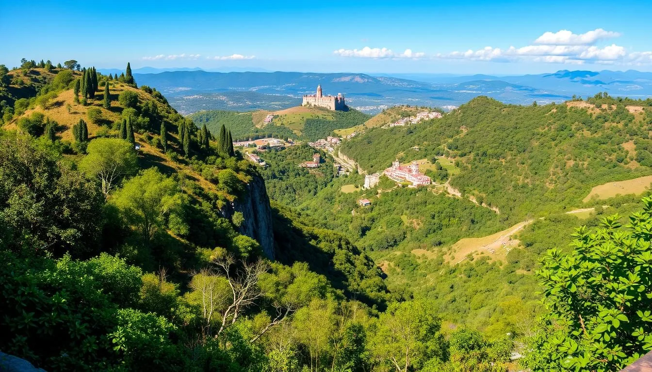 Panoramic-view-of-Sacromonte-National-Park-showing-lush-vegetation-and-cultural-landmarks Panoramic view of Sacromonte National Park showing lush vegetation and cultural landmarks