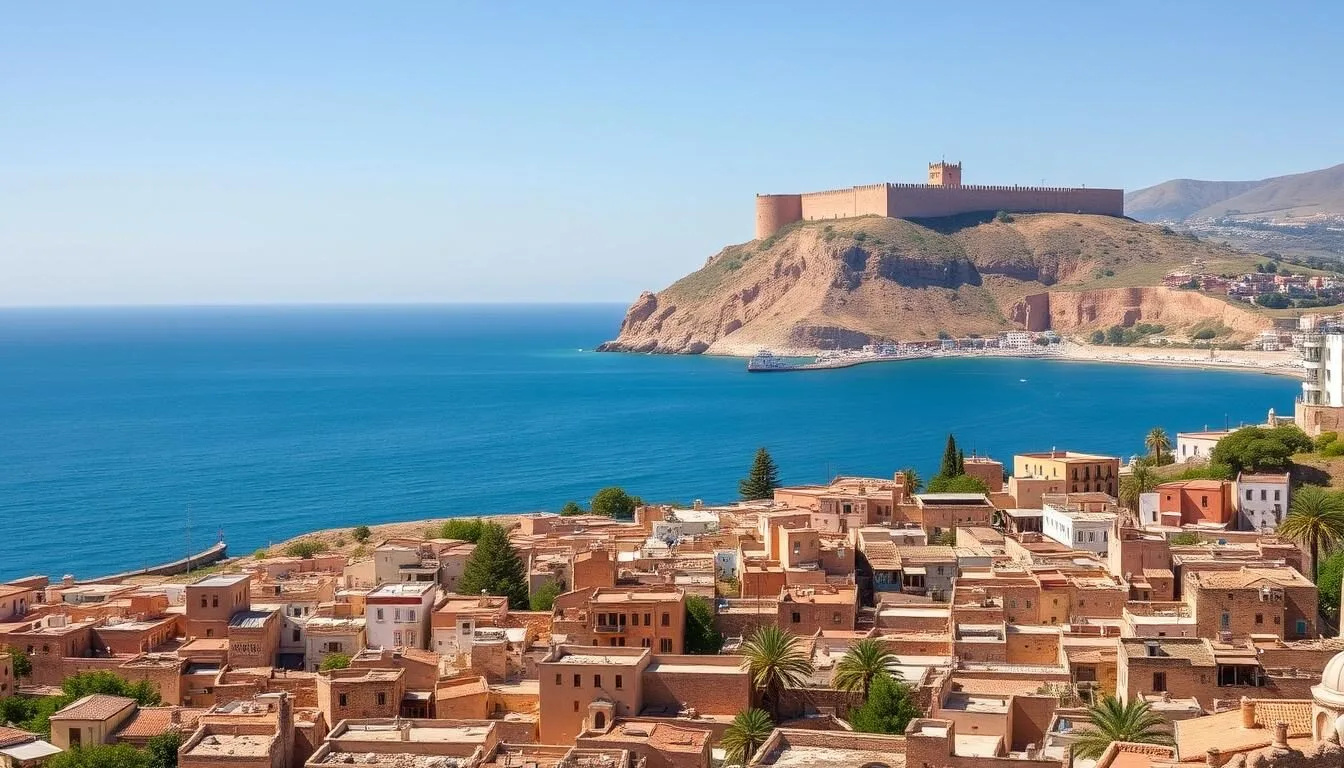 Panoramic view of Safi Morocco with the Kechla fortress overlooking the Atlantic Ocean and pottery district