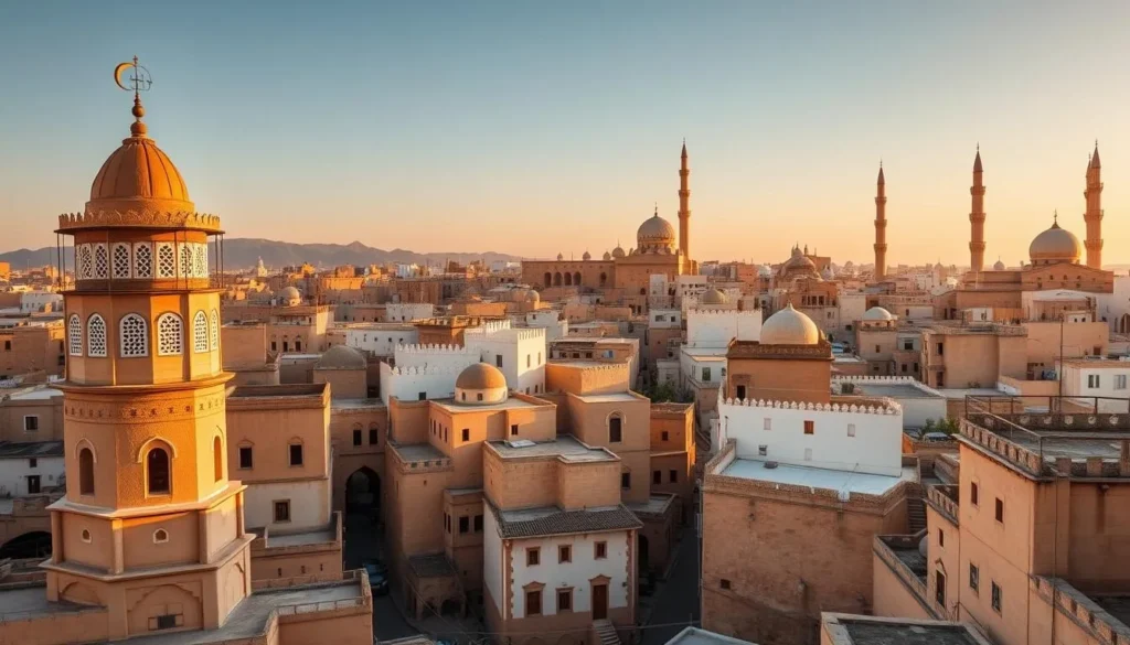 Panoramic view of Sana'a's Old City showing the distinctive tower houses and ancient architecture
