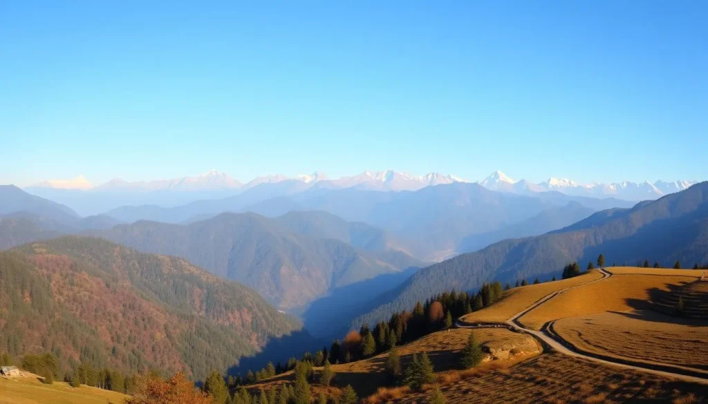 Panoramic view of Torsa Strict Nature Reserve mountains with diverse ecosystems visible