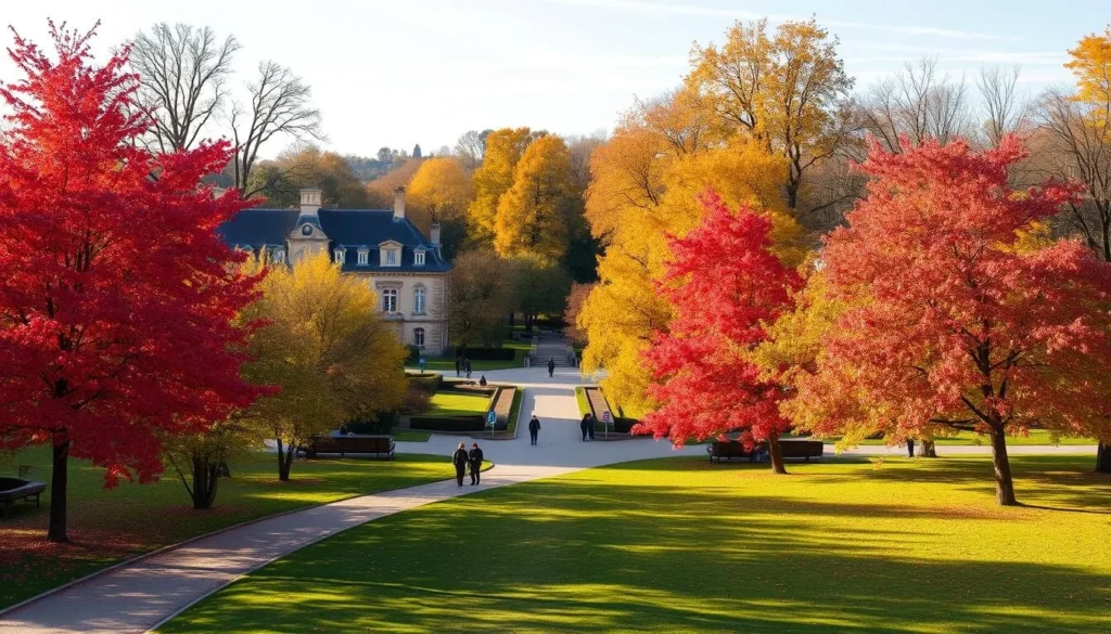 Parc de la Pépinière in Nancy during autumn with colorful foliage