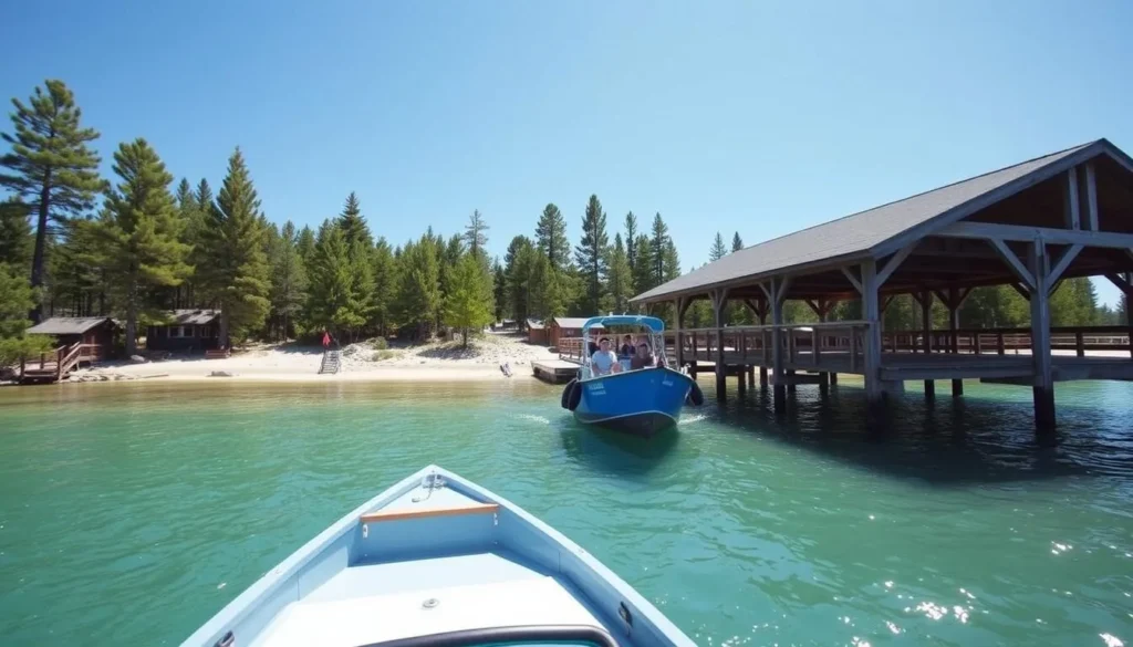 Parks Canada DayTripper boat approaching Beausoleil Island dock at Georgian Bay Islands National Park