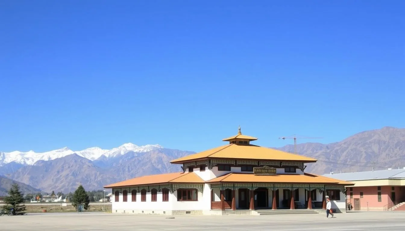 Paro International Airport with mountains in background - gateway to Thimphu, Bhutan