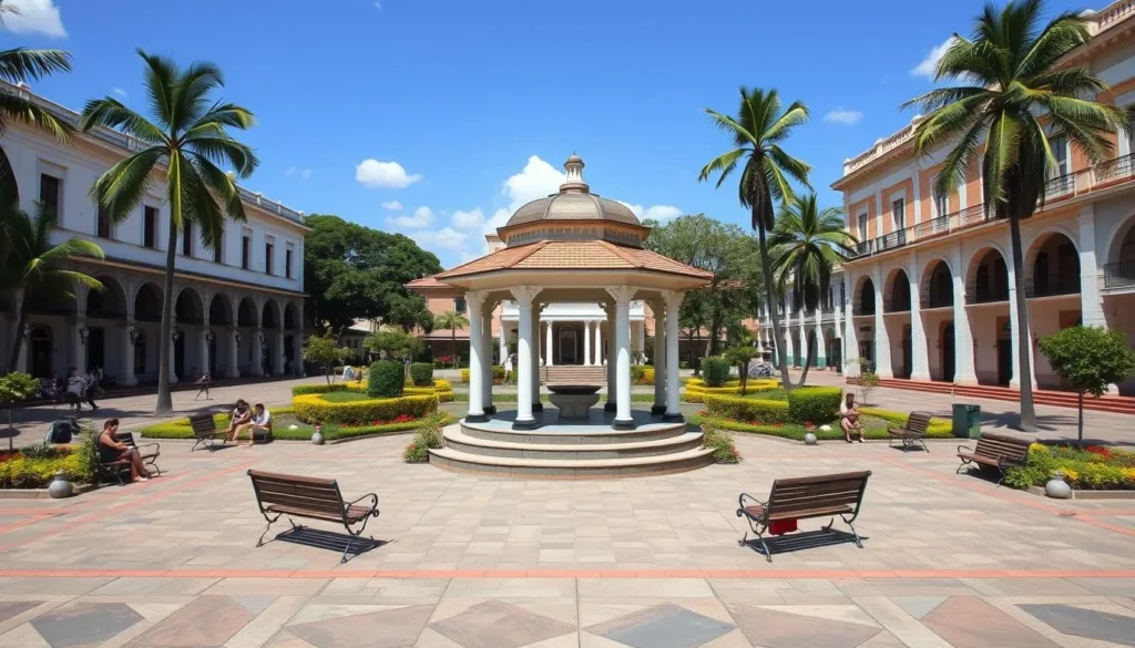 Parque Central José Trinidad Cabañas in Siguatepeque with gazebo and landscaped gardens