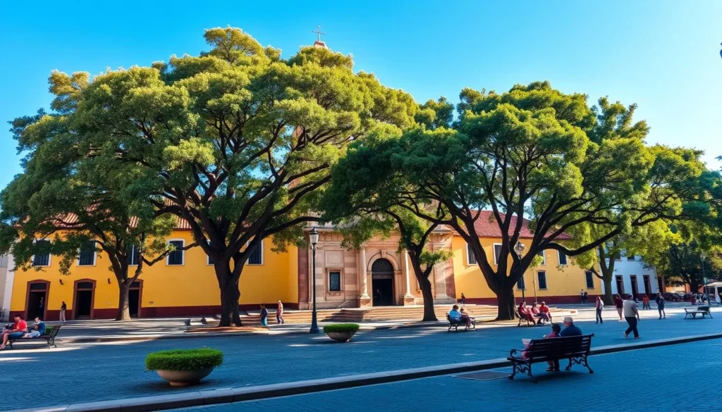 Parque Principal Barichara with the yellow stone Cathedral of the Immaculate Conception in background Parque Principal Barichara with the yellow stone Cathedral of the Immaculate Conception in background