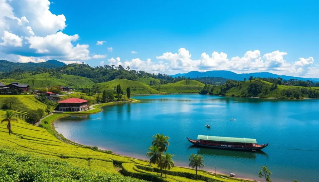 Patenggang Lake surrounded by tea plantations, a serene natural attraction among Bandung Indonesia things to do
