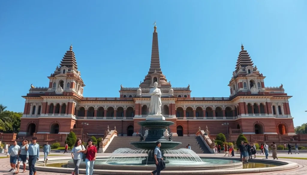 Patuxai Victory Monument in Vientiane with traditional Lao architectural details