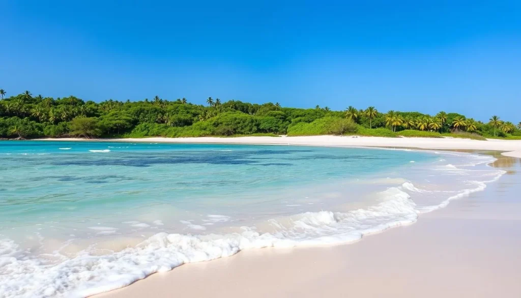 Pelican Beach on Isla de Caja de Muertos with crystal clear water and white sand