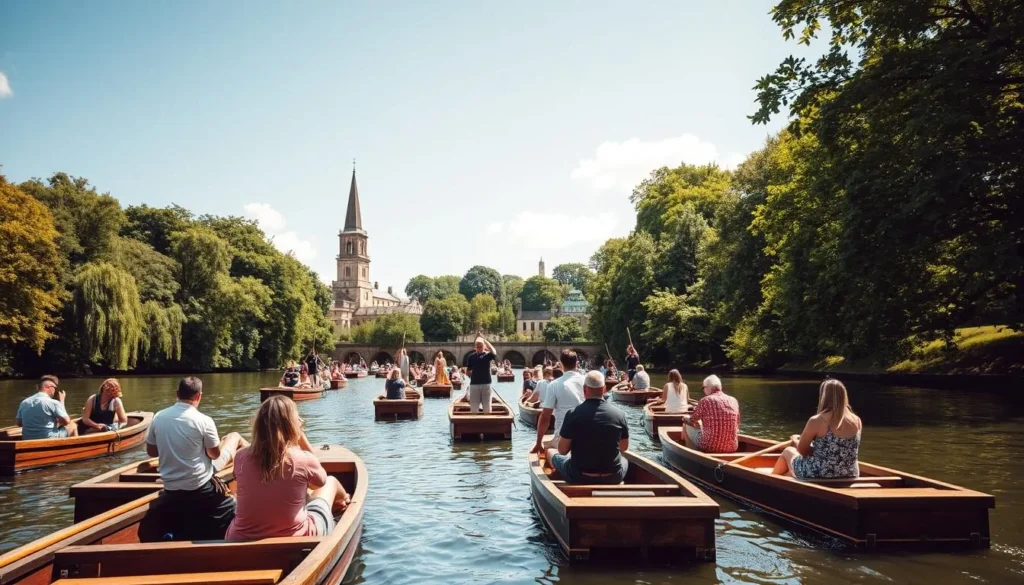 People punting on the River Cherwell in Oxford on a sunny day - Oxford England best things to do People punting on the River Cherwell in Oxford on a sunny day - Oxford England best things to do