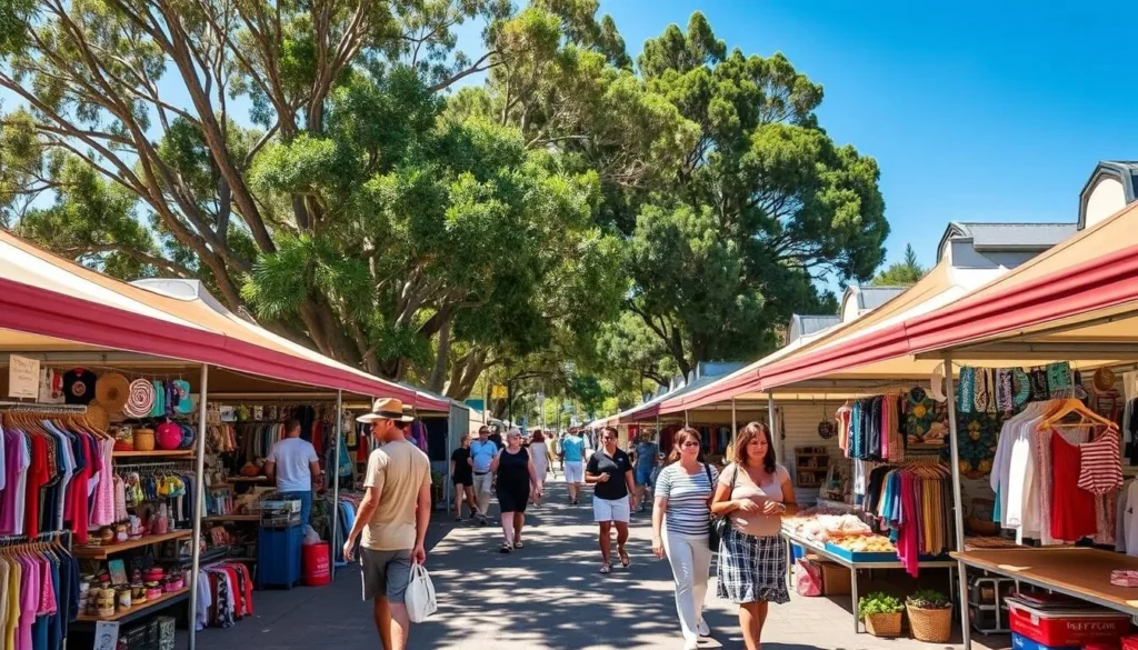 Peregian Beach Markets with stalls selling local crafts and produce