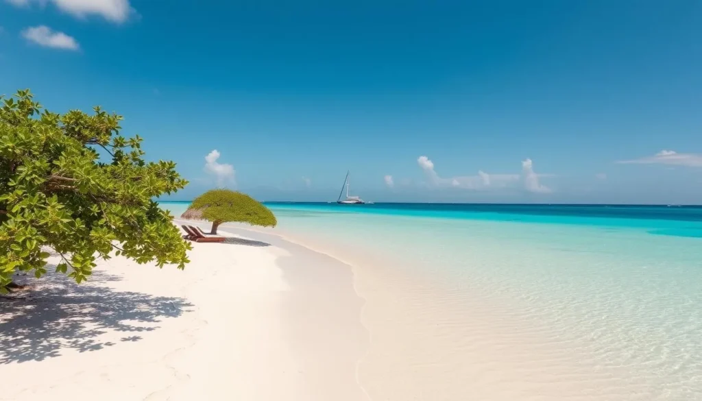 Perfect beach day at Loblolly Bay on Anegada Island with clear blue skies and calm waters