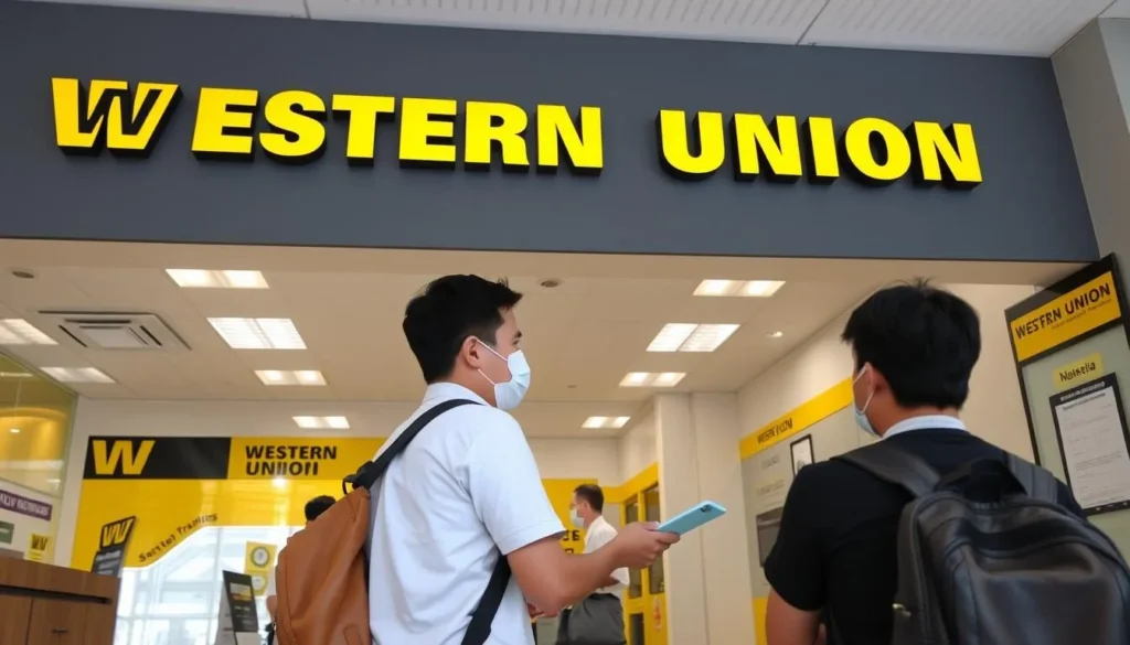Person using Western Union service in Indonesia