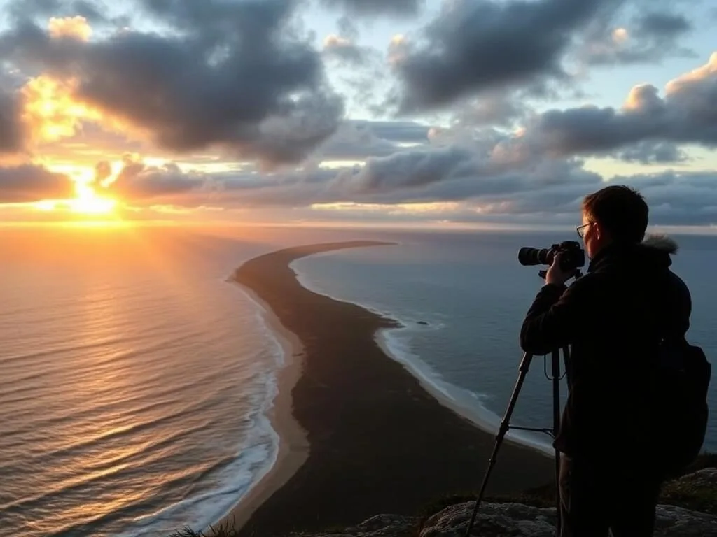 Photographer capturing sunrise views from Burleigh Head National Park