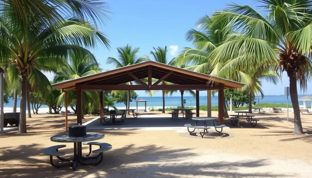 Picnic area at Bahia Honda State Park with tables near the beach Picnic area at Bahia Honda State Park with tables near the beach