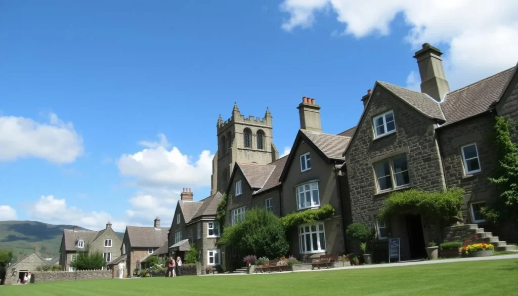 Picturesque village of Widecombe-in-the-Moor with its famous church tower Picturesque village of Widecombe-in-the-Moor with its famous church tower