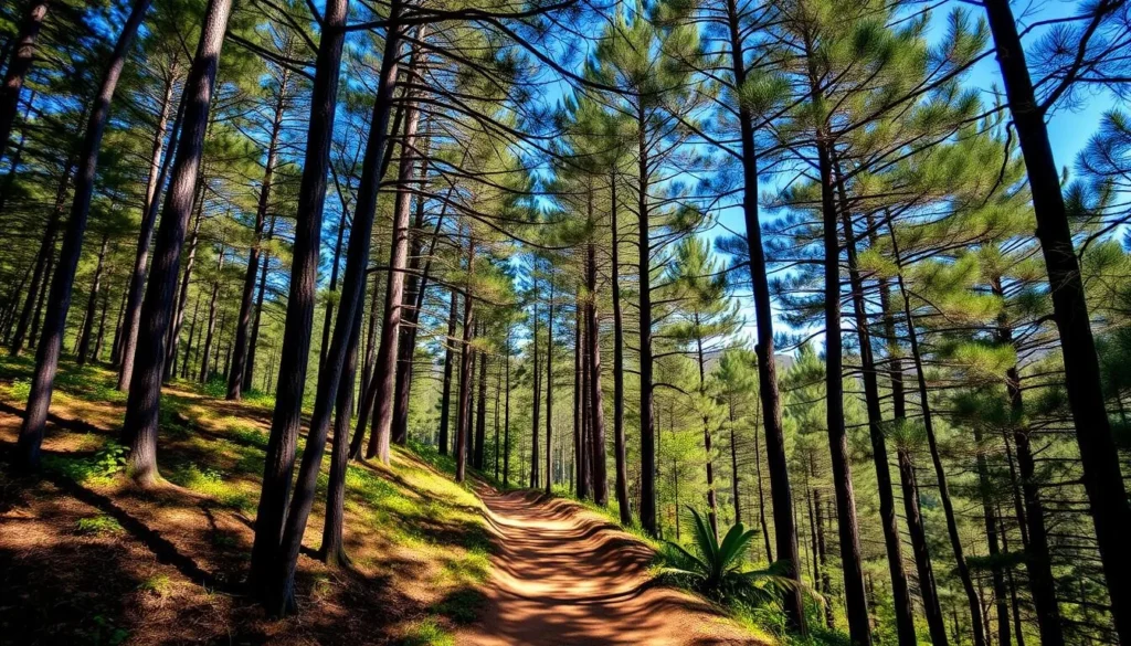 Pine forest hiking trail in the mountains surrounding Siguatepeque