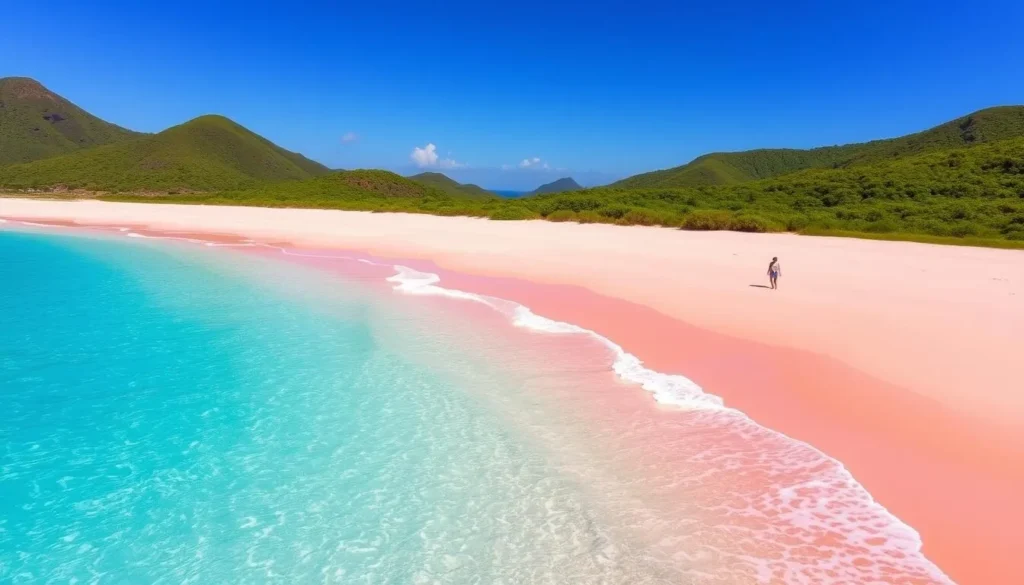 Pink Beach with pink sand and clear waters in Komodo National Park Indonesia Pink Beach with pink sand and clear waters in Komodo National Park Indonesia