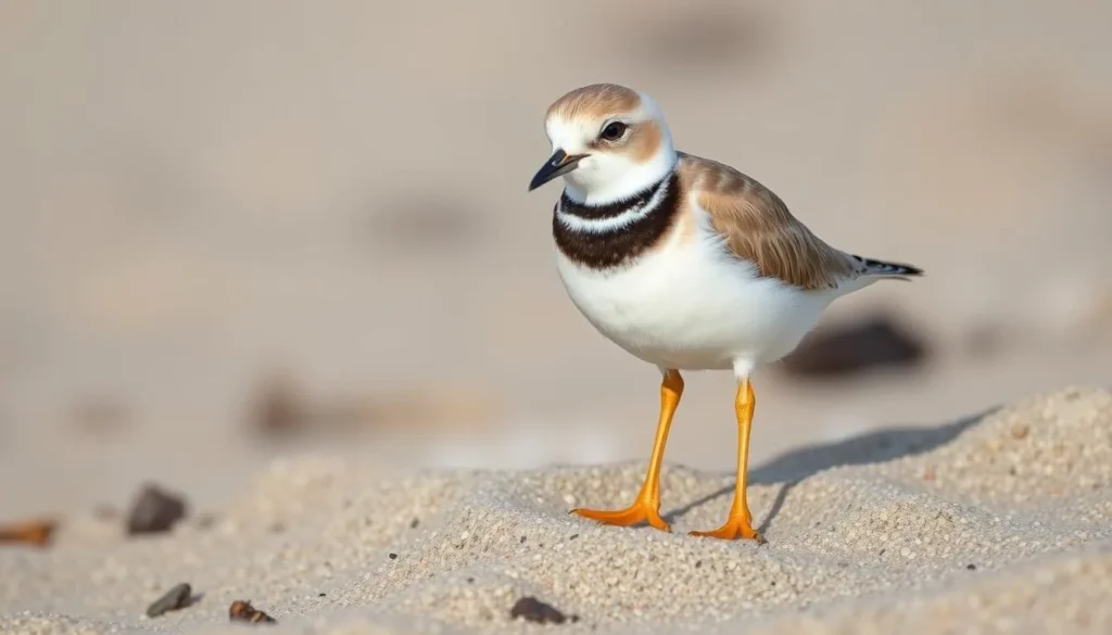 Piping plover, an endangered shorebird, nesting at Rachel Carson National Wildlife Refuge beach