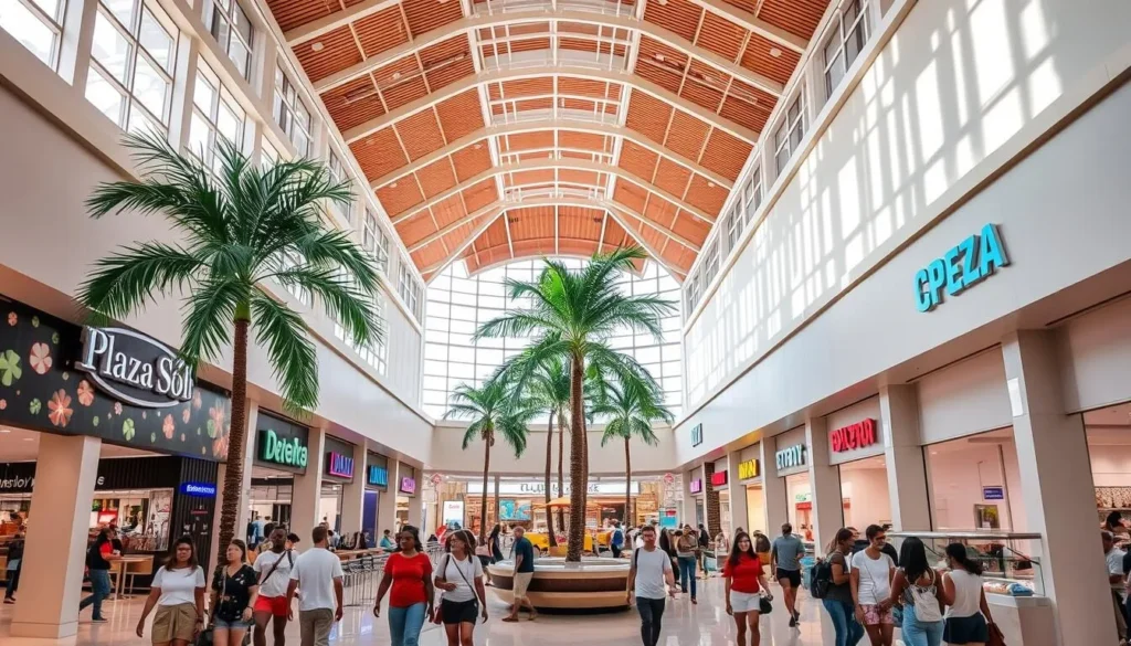 Plaza del Sol shopping center in Bayamon with shoppers