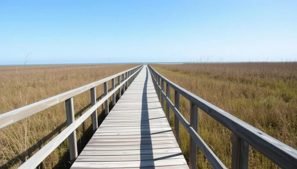 Point Pelee National Park boardwalk through marsh on Lake Erie Shoreline Ontario