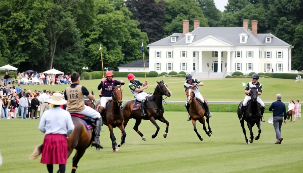 Polo match on the Great Lawn at Bryn Du Mansion