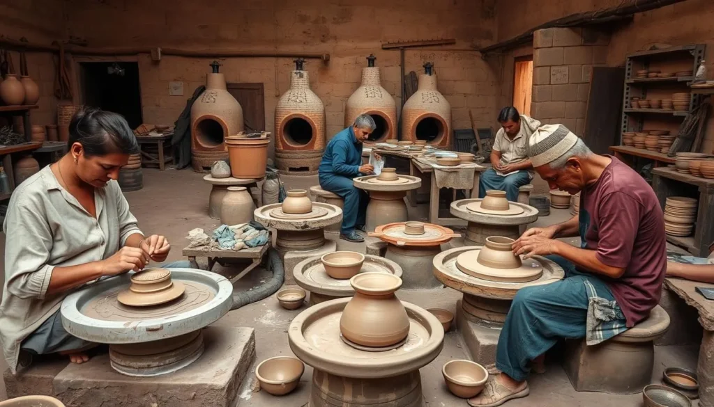 Pottery artisans working in Safi's famous Pottery Quarter (Colline des Potiers)