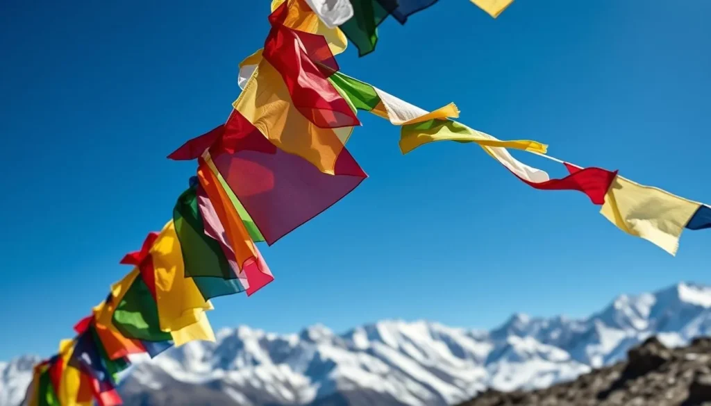 Prayer flags at a mountain pass in Wangchuck Centennial National Park