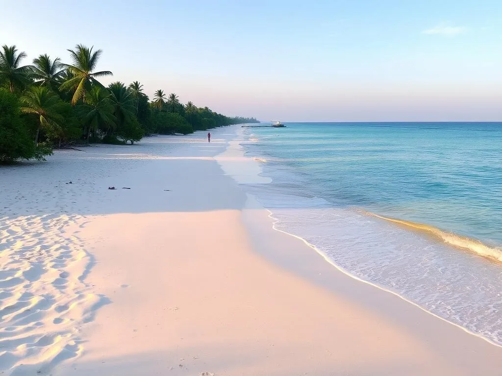 Pristine Casuarina Beach on Karaitivu Island with white sand and turquoise waters