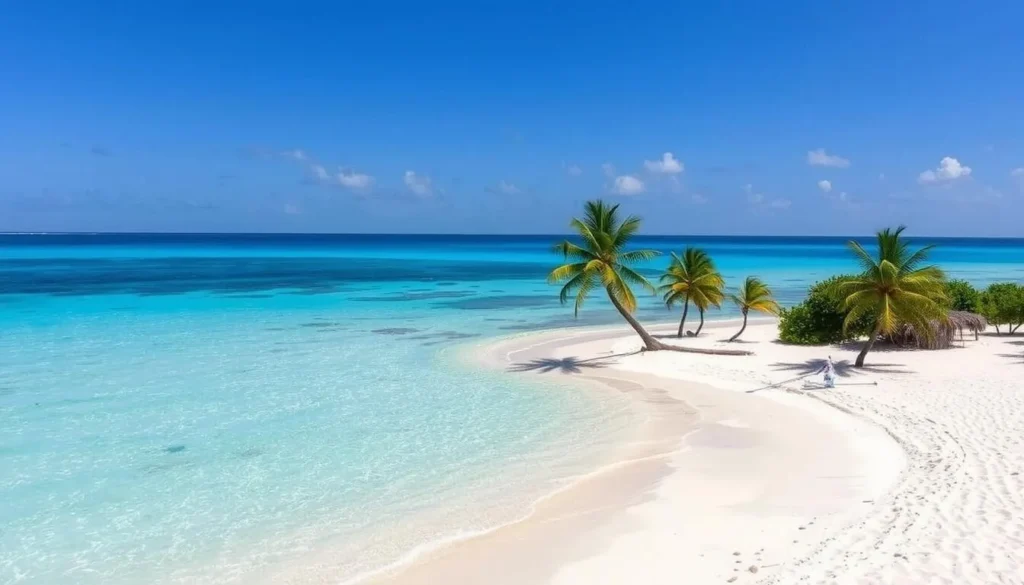 Pristine beach at Playa Santa Lucía near Nuevitas with turquoise waters
