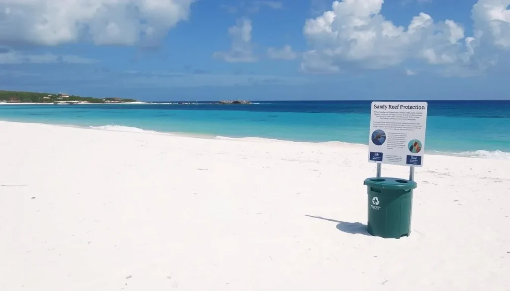 Pristine beach on Sandy Island, Anguilla showing conservation efforts