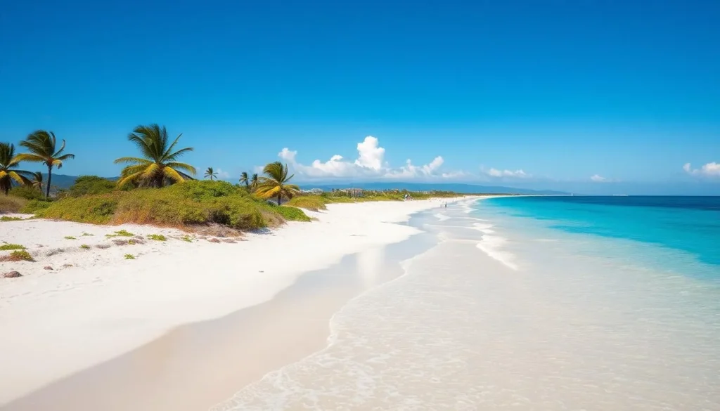 Pristine white sand and turquoise waters at Playa Covarrubias, Las Tunas' most beautiful beach