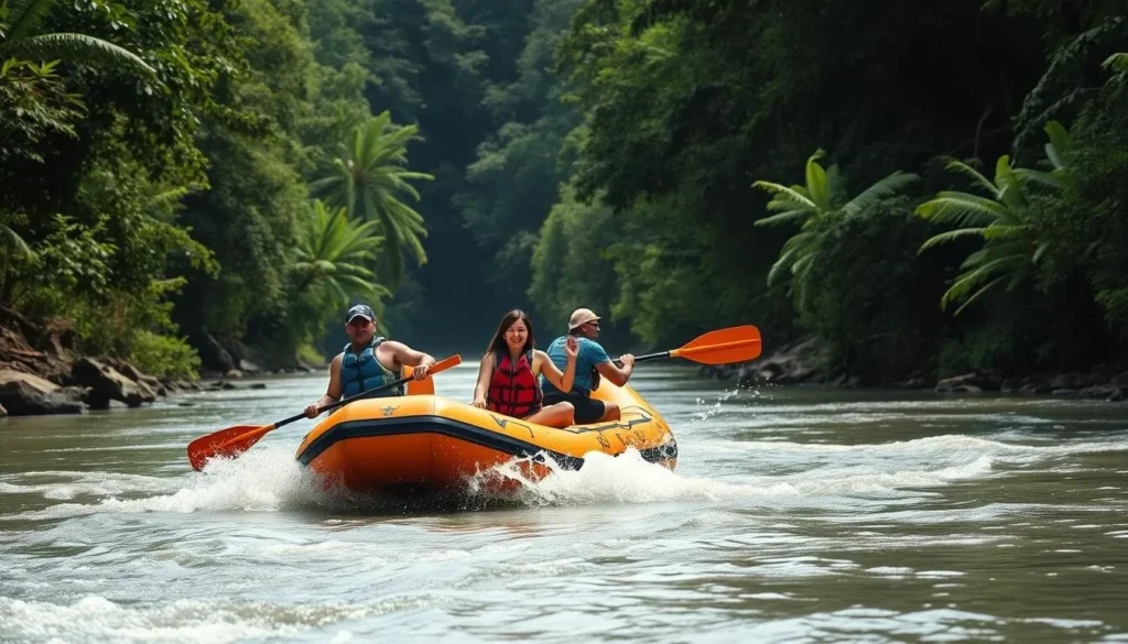 Rafting adventure on the Batang Gadis River through the national park