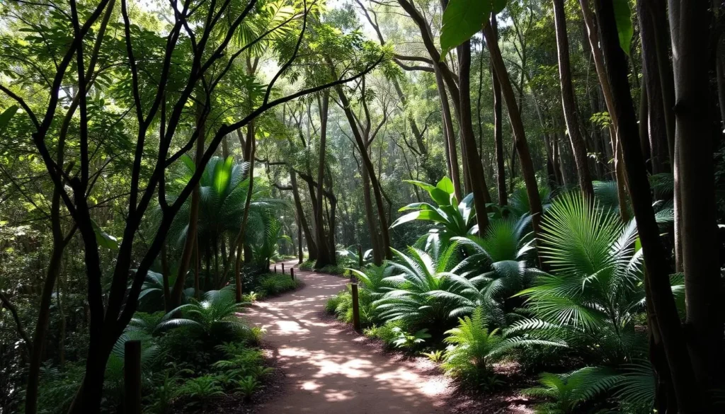 Rainforest Circuit trail winding through lush vegetation in Burleigh Head National Park