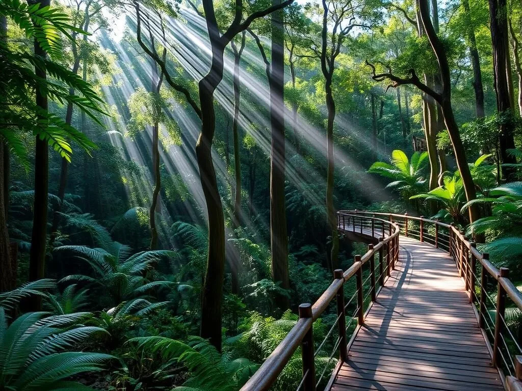 Rainforest walkway in Mary Cairncross Scenic Reserve Maleny Queensland