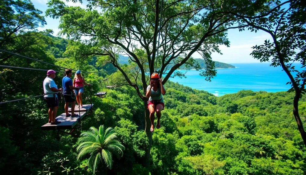 Rainforest zipline adventure near All Saints, Antigua